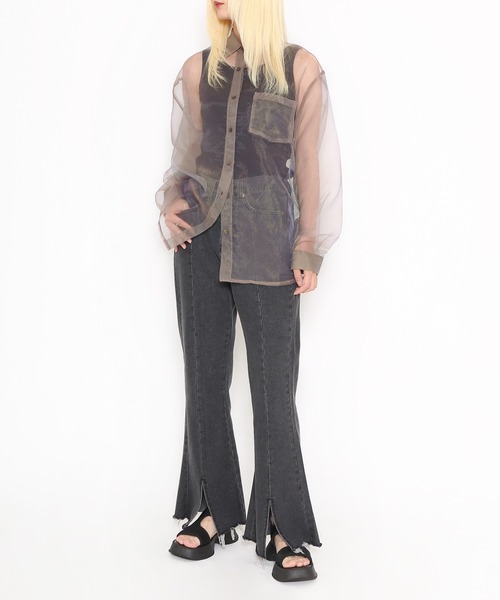 PUNYUS（プニュズ）の「オーガンジーシャツ（シャツ/ブラウス・レディース・ブラウン/ホワイト/ブラック・1/2/3/4）」の18枚目の写真