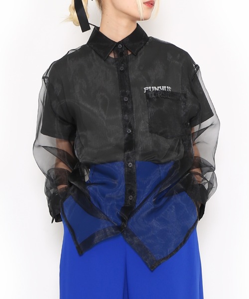 PUNYUS（プニュズ）の「オーガンジーシャツ（シャツ/ブラウス・レディース・ブラウン/ホワイト/ブラック・1/2/3/4）」の15枚目の写真
