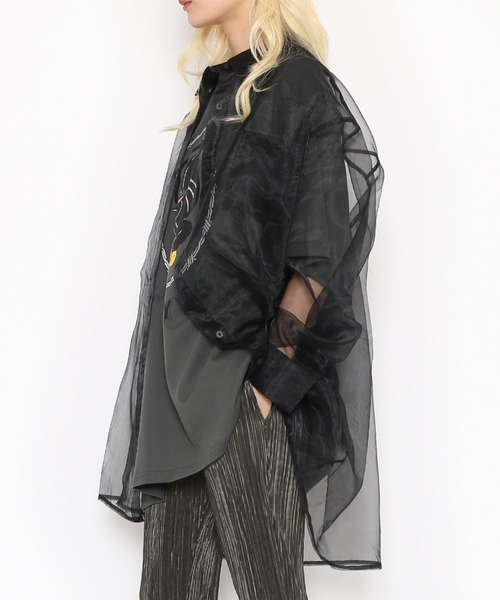 PUNYUS（プニュズ）の「オーガンジーシャツ（シャツ/ブラウス・レディース・ブラウン/ホワイト/ブラック・1/2/3/4）」の4枚目の写真