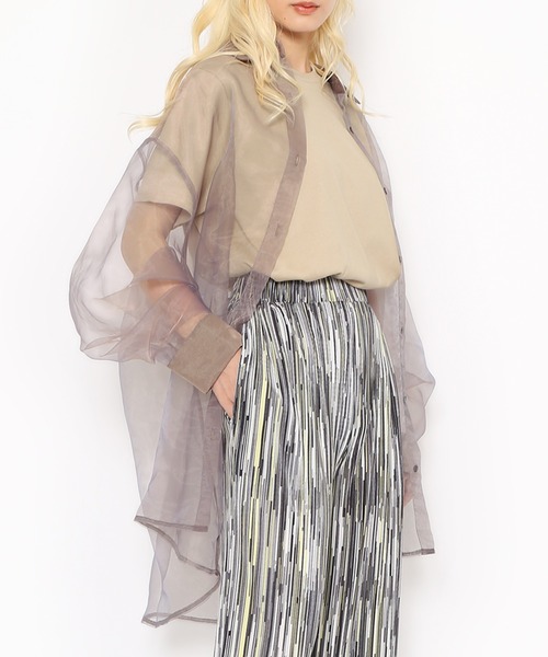 PUNYUS（プニュズ）の「オーガンジーシャツ（シャツ/ブラウス・レディース・ブラウン/ホワイト/ブラック・1/2/3/4）」の11枚目の写真