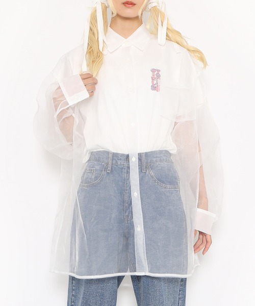 PUNYUS（プニュズ）の「オーガンジーシャツ（シャツ/ブラウス・レディース・ブラウン/ホワイト/ブラック・1/2/3/4）」の7枚目の写真