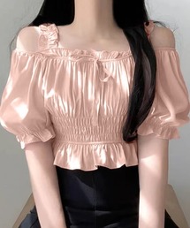 CADUNE オフショルダー ピンク シャーリングブラウス　未使用品 CADUNE オフショルダー ピンク シャーリングブラウス 未使用品