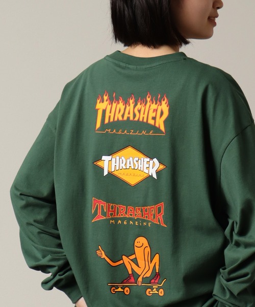 THRASHER（スラッシャー）の「【THRASHER/スラッシャー】バックプリント ロングスリーブ ビッグシルエットTシャツ（Tシャツ/カットソー・メンズ・グリーン/ホワイト/ブラック/アッシュグレー・LL/L/M）」の4枚目の写真