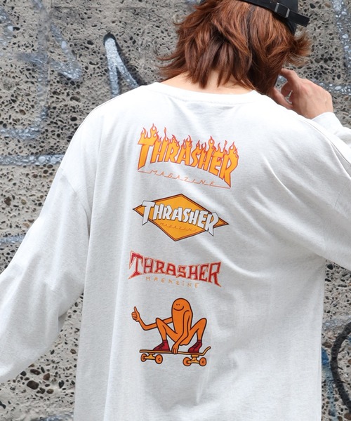 THRASHER（スラッシャー）の「【THRASHER/スラッシャー】バックプリント ロングスリーブ ビッグシルエットTシャツ（Tシャツ/カットソー・メンズ・グリーン/ホワイト/ブラック/アッシュグレー・LL/L/M）」の3枚目の写真