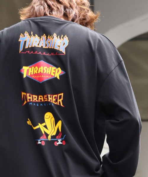 THRASHER（スラッシャー）の「【THRASHER/スラッシャー】バックプリント ロングスリーブ ビッグシルエットTシャツ（Tシャツ/カットソー・メンズ・グリーン/ホワイト/ブラック/アッシュグレー・LL/L/M）」の2枚目の写真