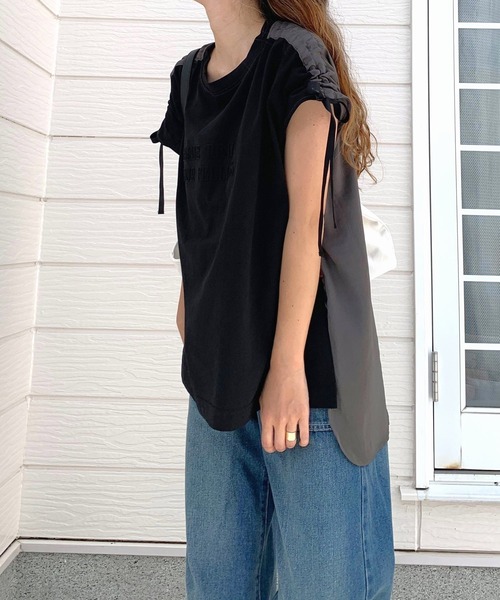 Q（キュー）の「エンボスロゴドッキングT（Tシャツ/カットソー・レディース・ブラック/ホワイト・MEDIUM）」の12枚目の写真