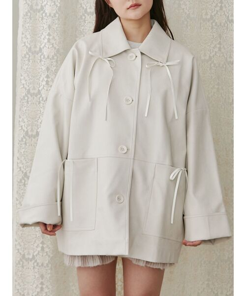 merryjenny ribbon vintage like レザージャケット