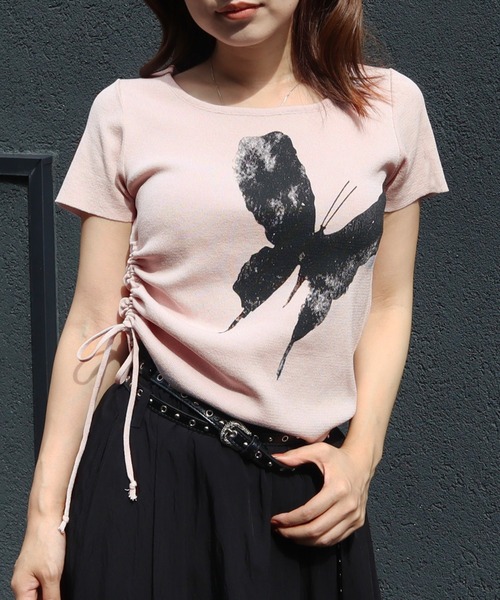 CECIL McBEE（セシルマクビー）の「バタフライプリントドロストプルオーバー（Tシャツ/カットソー・レディース・ブラック/サックスブルー/アイボリー/ミント/ピンク・MEDIUM/LARGE）」の12枚目の写真