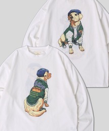 Cat & Dog Print T-Shirt/動物 アニマル 猫&犬 プリント 長袖Tシャツ ロンT レディース メンズ