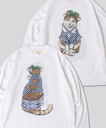 Cat & Dog Print T-Shirt/動物 アニマル 猫&犬 プリント 長袖Tシャツ ロンT レディース メンズ