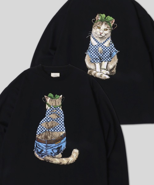 SITRY(シトリー)の「Cat & Dog Print T-Shirt/動物 アニマル 猫&犬 プリント 長袖Tシャツ ロンT レディース メンズ(Tシャツ/カットソー・メンズ・オレンジ/グリーン系その他/ホワイト/ホワイト系その他/ブラック/ダークグリーン/ブラック系その他/オレンジ系その他・M/L/LL)」の4枚目の写真