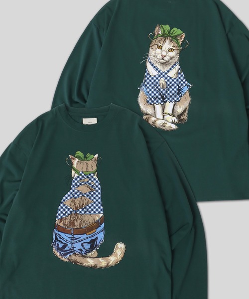 SITRY(シトリー)の「Cat & Dog Print T-Shirt/動物 アニマル 猫&犬 プリント 長袖Tシャツ ロンT レディース メンズ(Tシャツ/カットソー・メンズ・オレンジ/グリーン系その他/ホワイト/ホワイト系その他/ブラック/ダークグリーン/ブラック系その他/オレンジ系その他・M/L/LL)」の6枚目の写真
