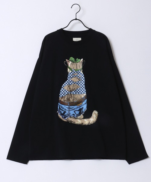 SITRY(シトリー)の「Cat & Dog Print T-Shirt/動物 アニマル 猫&犬 プリント 長袖Tシャツ ロンT レディース メンズ(Tシャツ/カットソー・メンズ・オレンジ/グリーン系その他/ホワイト/ホワイト系その他/ブラック/ダークグリーン/ブラック系その他/オレンジ系その他・M/L/LL)」の11枚目の写真