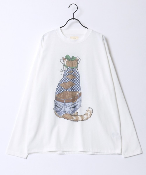 SITRY(シトリー)の「Cat & Dog Print T-Shirt/動物 アニマル 猫&犬 プリント 長袖Tシャツ ロンT レディース メンズ(Tシャツ/カットソー・メンズ・オレンジ/グリーン系その他/ホワイト/ホワイト系その他/ブラック/ダークグリーン/ブラック系その他/オレンジ系その他・M/L/LL)」の9枚目の写真