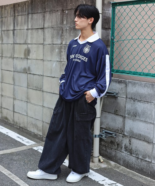 SPINNS（スピンズ）の「ストリート＆グランジ/5色展開！襟付きゲームシャツ（Tシャツ/カットソー・メンズ・ホワイト/レッド/ネイビー/ブラック/サックスブルー・ONESIZE）」の17枚目の写真