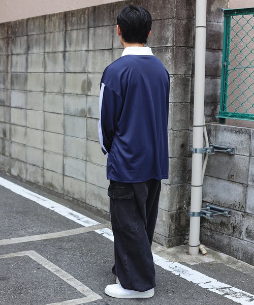 SPINNS（スピンズ）の「ストリート＆グランジ/5色展開！襟付きゲームシャツ（Tシャツ/カットソー・メンズ・ホワイト/レッド/ネイビー/ブラック/サックスブルー・ONESIZE）」の12枚目の写真