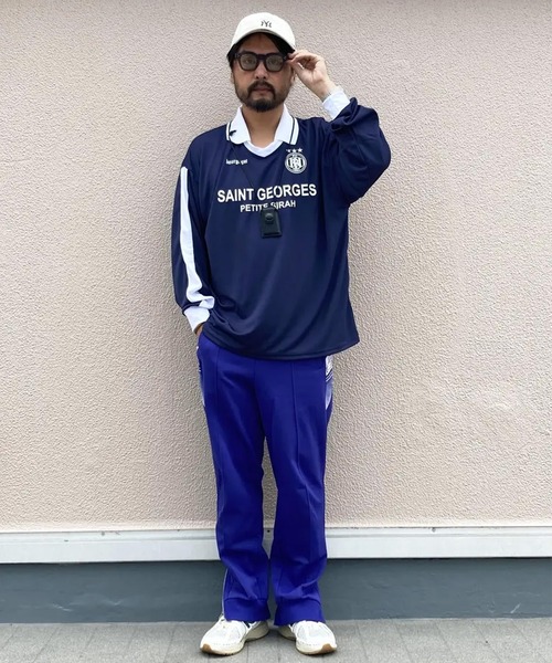 SPINNS（スピンズ）の「ストリート＆グランジ/5色展開！襟付きゲームシャツ（Tシャツ/カットソー・メンズ・ホワイト/レッド/ネイビー/ブラック/サックスブルー・ONESIZE）」の21枚目の写真