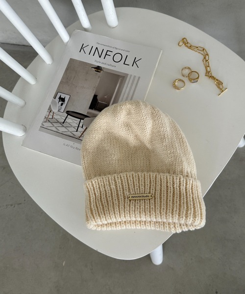 MYMOOD.（マイムード）の「折り返しカジュアルニット帽（ニットキャップ/ビーニー・レディース・アイボリー/ブラック・FREE）」の5枚目の写真