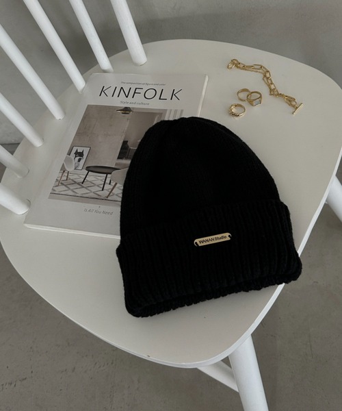 MYMOOD.（マイムード）の「折り返しカジュアルニット帽（ニットキャップ/ビーニー・レディース・アイボリー/ブラック・FREE）」の11枚目の写真
