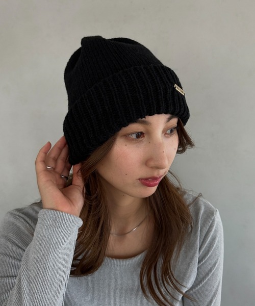 MYMOOD.（マイムード）の「折り返しカジュアルニット帽（ニットキャップ/ビーニー・レディース・アイボリー/ブラック・FREE）」の12枚目の写真