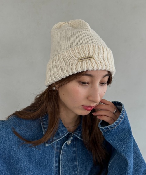 MYMOOD.（マイムード）の「折り返しカジュアルニット帽（ニットキャップ/ビーニー・レディース・アイボリー/ブラック・FREE）」の21枚目の写真