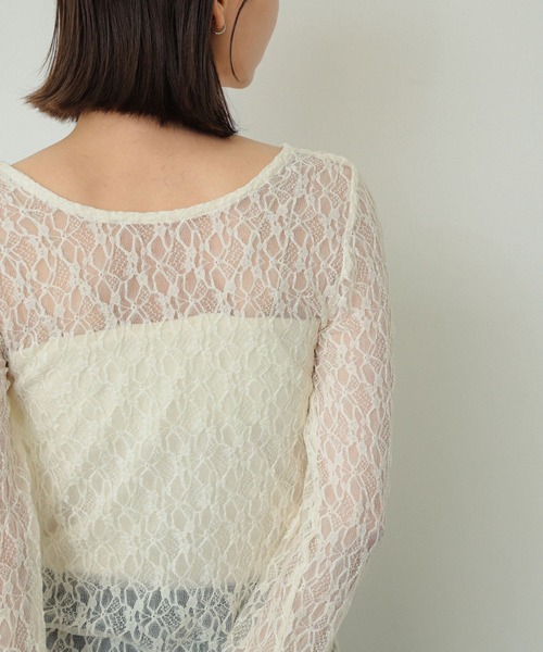 SENSE OF PLACE by URBAN RESEARCH（センスオブプレイスバイアーバンリサーチ）の「2WAYシャーリングレーストップ（Tシャツ/カットソー・レディース・ベージュ/ネイビー/アイボリー・ONE）」の5枚目の写真