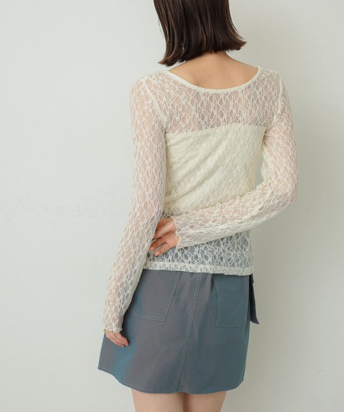 SENSE OF PLACE by URBAN RESEARCH（センスオブプレイスバイアーバンリサーチ）の「2WAYシャーリングレーストップ（Tシャツ/カットソー・レディース・ベージュ/ネイビー/アイボリー・ONE）」の6枚目の写真