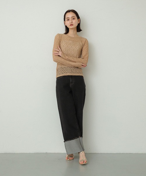 SENSE OF PLACE by URBAN RESEARCH（センスオブプレイスバイアーバンリサーチ）の「2WAYシャーリングレーストップ（Tシャツ/カットソー・レディース・ベージュ/ネイビー/アイボリー・ONE）」の9枚目の写真