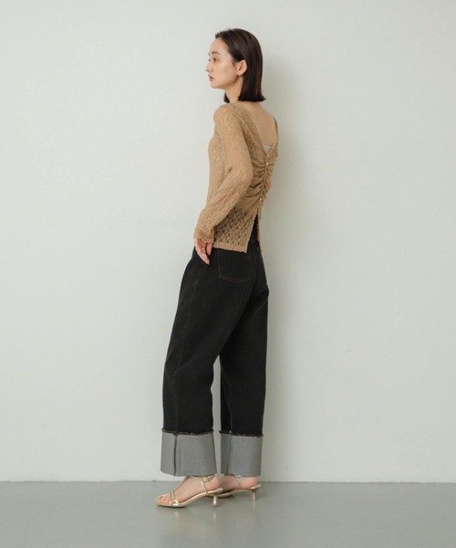 SENSE OF PLACE by URBAN RESEARCH（センスオブプレイスバイアーバンリサーチ）の「2WAYシャーリングレーストップ（Tシャツ/カットソー・レディース・ベージュ/ネイビー/アイボリー・ONE）」の10枚目の写真