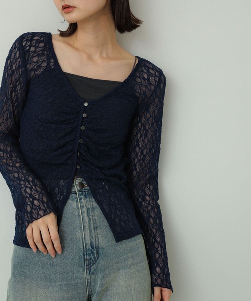 SENSE OF PLACE by URBAN RESEARCH（センスオブプレイスバイアーバンリサーチ）の「2WAYシャーリングレーストップ（Tシャツ/カットソー・レディース・ベージュ/ネイビー/アイボリー・ONE）」の11枚目の写真