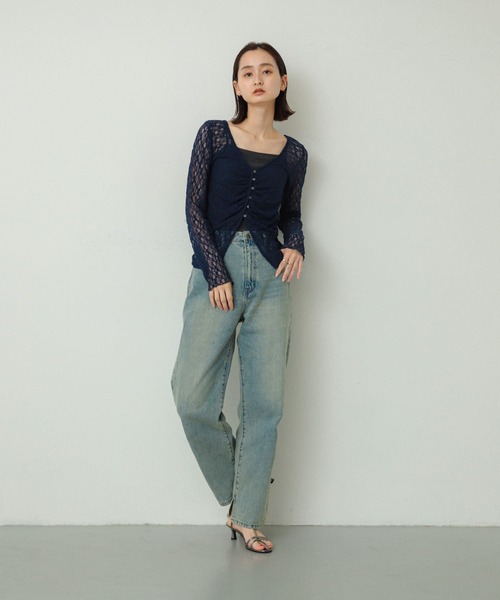 SENSE OF PLACE by URBAN RESEARCH（センスオブプレイスバイアーバンリサーチ）の「2WAYシャーリングレーストップ（Tシャツ/カットソー・レディース・ベージュ/ネイビー/アイボリー・ONE）」の14枚目の写真