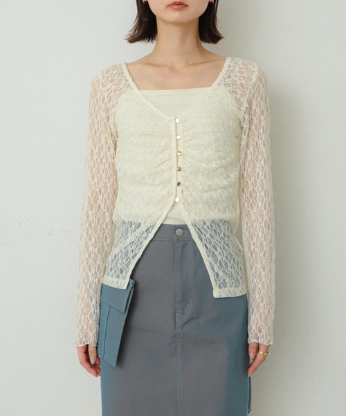 SENSE OF PLACE by URBAN RESEARCH（センスオブプレイスバイアーバンリサーチ）の「2WAYシャーリングレーストップ（Tシャツ/カットソー・レディース・ベージュ/ネイビー/アイボリー・ONE）」の15枚目の写真