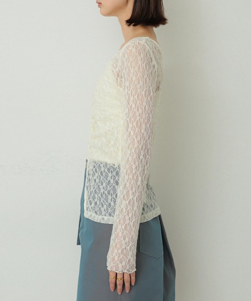 SENSE OF PLACE by URBAN RESEARCH（センスオブプレイスバイアーバンリサーチ）の「2WAYシャーリングレーストップ（Tシャツ/カットソー・レディース・ベージュ/ネイビー/アイボリー・ONE）」の16枚目の写真