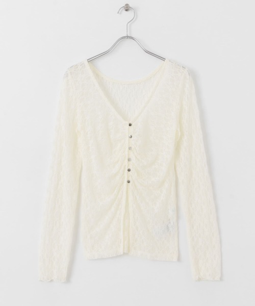 SENSE OF PLACE by URBAN RESEARCH（センスオブプレイスバイアーバンリサーチ）の「2WAYシャーリングレーストップ（Tシャツ/カットソー・レディース・ベージュ/ネイビー/アイボリー・ONE）」の19枚目の写真