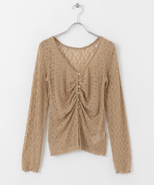 SENSE OF PLACE by URBAN RESEARCH（センスオブプレイスバイアーバンリサーチ）の「2WAYシャーリングレーストップ（Tシャツ/カットソー・レディース・ベージュ/ネイビー/アイボリー・ONE）」の20枚目の写真