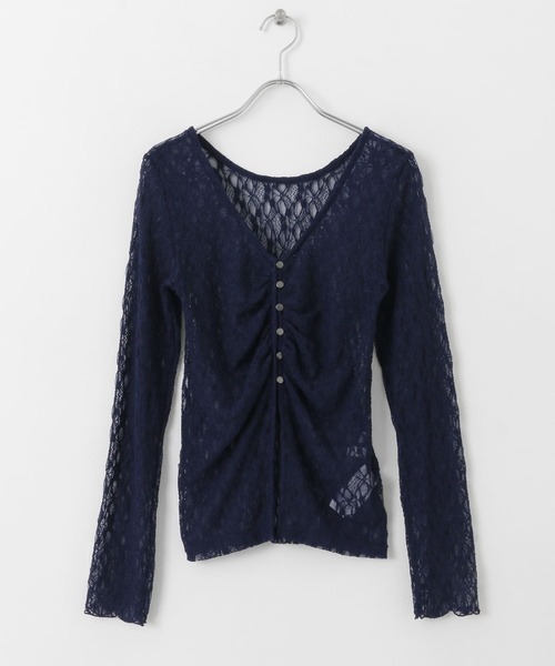 SENSE OF PLACE by URBAN RESEARCH（センスオブプレイスバイアーバンリサーチ）の「2WAYシャーリングレーストップ（Tシャツ/カットソー・レディース・ベージュ/ネイビー/アイボリー・ONE）」の21枚目の写真