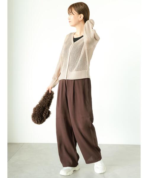 Lugnoncure(ルノンキュール)の「シアーワイドパンツ(その他パンツ・レディース・ブラック/カーキ/ブラウン・F)」の11枚目の写真
