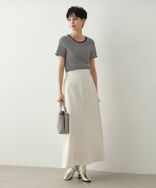 OPAQUE.CLIP(オペークドットクリップ)の「◆細ボーダーリブカットソー【洗濯機洗い可】(Tシャツ/カットソー・レディース・ダークブラウン系2/グレー系2/ブラック系2・38/40)」の9枚目の写真