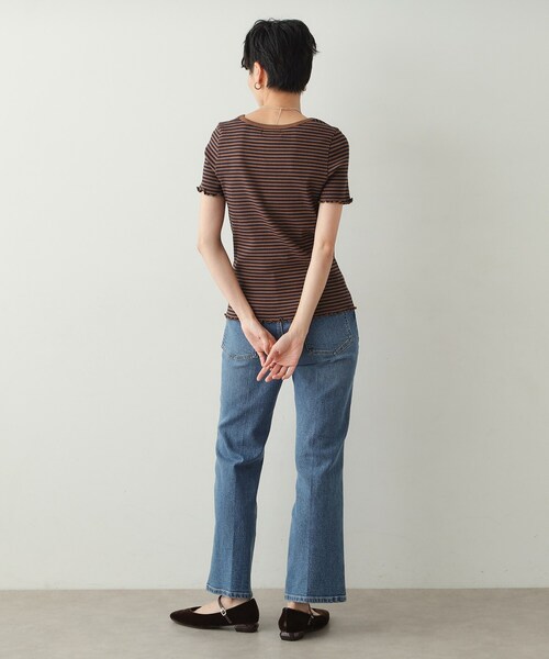 OPAQUE.CLIP(オペークドットクリップ)の「◆細ボーダーリブカットソー【洗濯機洗い可】(Tシャツ/カットソー・レディース・ダークブラウン系2/グレー系2/ブラック系2・38/40)」の13枚目の写真