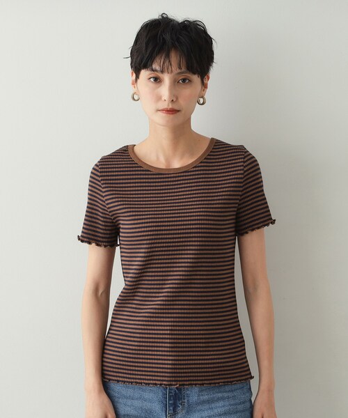 OPAQUE.CLIP(オペークドットクリップ)の「◆細ボーダーリブカットソー【洗濯機洗い可】(Tシャツ/カットソー・レディース・ダークブラウン系2/グレー系2/ブラック系2・38/40)」の16枚目の写真