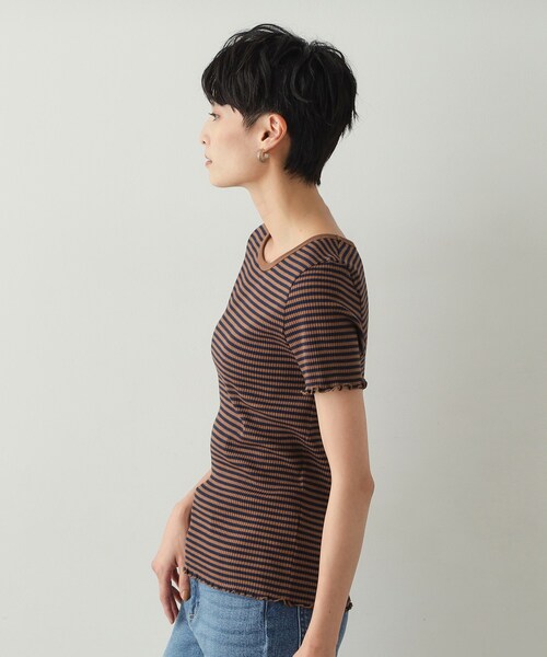 OPAQUE.CLIP(オペークドットクリップ)の「◆細ボーダーリブカットソー【洗濯機洗い可】(Tシャツ/カットソー・レディース・ダークブラウン系2/グレー系2/ブラック系2・38/40)」の17枚目の写真