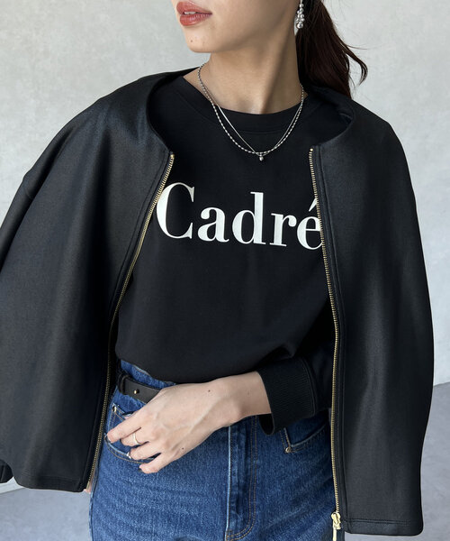 Chez toi（シェトワ）の「袖口リブフロッキーロゴロンT（Tシャツ/カットソー・レディース・ブラック/ベージュ/オフホワイト・FREE）」の3枚目の写真