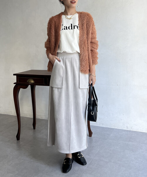 Chez toi（シェトワ）の「袖口リブフロッキーロゴロンT（Tシャツ/カットソー・レディース・ブラック/ベージュ/オフホワイト・FREE）」の10枚目の写真