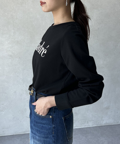 Chez toi（シェトワ）の「袖口リブフロッキーロゴロンT（Tシャツ/カットソー・レディース・ブラック/ベージュ/オフホワイト・FREE）」の14枚目の写真