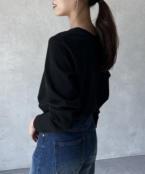 Chez toi（シェトワ）の「袖口リブフロッキーロゴロンT（Tシャツ/カットソー・レディース・ブラック/ベージュ/オフホワイト・FREE）」の15枚目の写真