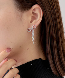 ビジューリボンピアス