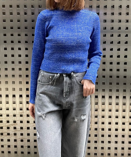 clear（クリア）の「ベーシックラメニットトップス [ベーシック 体にフィット]≪2024AW新作≫（ニット/セーター・レディース・ライトグレー/ブラック/アイボリー/ブルー・F）」の6枚目の写真