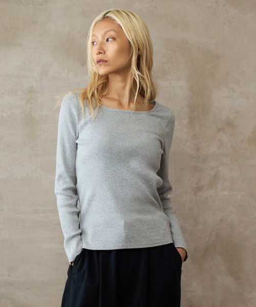 paradigm（パラダイム）の「【paradigm】コットンリブスクエアネックカットソー（Tシャツ/カットソー・レディース・ブラック/ライトグレー/ホワイト/グレー・SMALL/MEDIUM）」の4枚目の写真