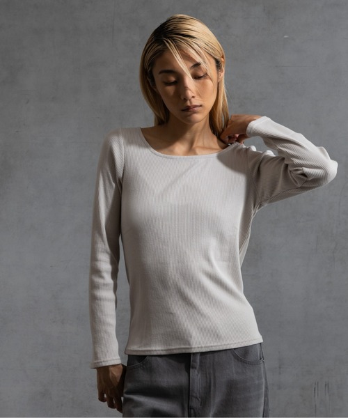 paradigm（パラダイム）の「【paradigm】コットンリブスクエアネックカットソー（Tシャツ/カットソー・レディース・ブラック/ライトグレー/ホワイト/グレー・SMALL/MEDIUM）」の3枚目の写真