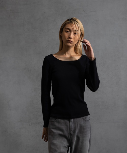 paradigm（パラダイム）の「【paradigm】コットンリブスクエアネックカットソー（Tシャツ/カットソー・レディース・ブラック/ライトグレー/ホワイト/グレー・SMALL/MEDIUM）」の21枚目の写真